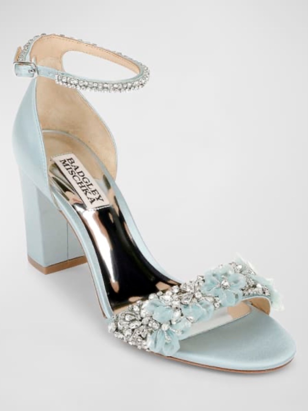 NEW Badgley Mischika Satin Finesse Block Heel 6.5